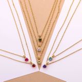 Stalen goldplated ketting&hanger geboortesteen