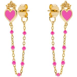 Zilveren goldplated oorbellen Disney pinses roze