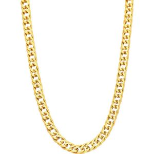 Stalen goldplated ketting met gourmetschakel 6mm