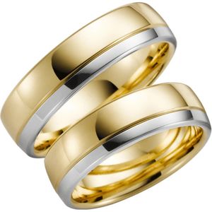 14 K bicolour trouwring geel/wit Alyssa Heren H84