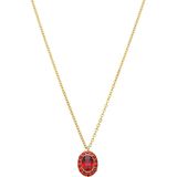 Stalen goldplated ketting vintage bloem ent rood