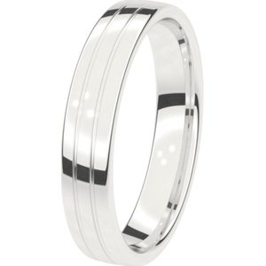 14K witgouden trouwring Heren 4,5mm IJsbloem