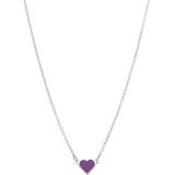 Stalen ketting met hart emaille violet