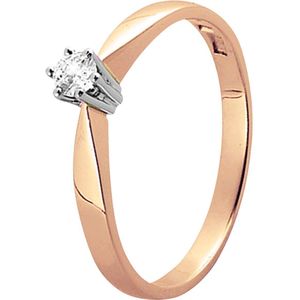 14K rose bic gouden solitair ring diamant 0.04ct.