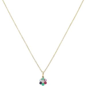 14 Karaat gouden collier bloem diamant(0,025ct)