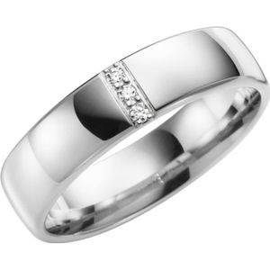 9K witte trouwring diamant Pioenroos Line H98W