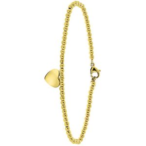 Gerecycleerd stalen armband gold bol/hart