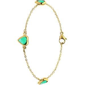 Stalen goldplated armband met hart groen