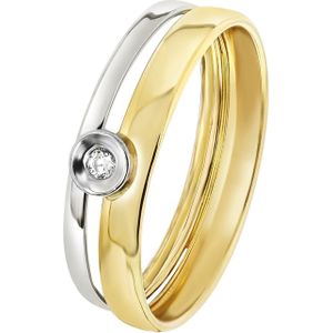 14 Karaat bicolor gouden ring met zirkonia