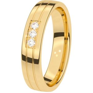14K geelgouden trouwring diamant 4,5mm IJsbloem