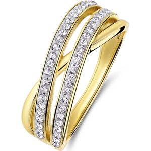 Zilveren goldplated ring kristal