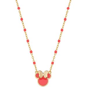 Zilveren goldplated ketting Minnie Mouse rood