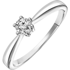 Witgouden solitair ring met diamant (0,25ct.)