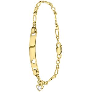 Lucardi Dames Plaatarmband hanger hart - Echt Zilver - Armband - Cadeau - 19 cm - Goudkleurig