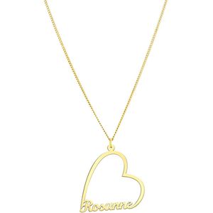 Elora gerecycled zilver zilveren goldplated naamketting hart voor dames