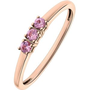 14 Karaat roségouden ring roze saffier