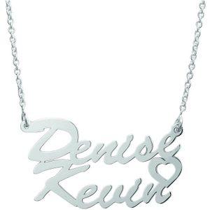 Zilveren naamketting dubbel voor dames