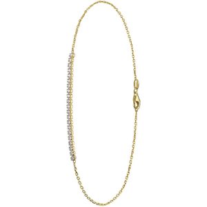 Zilveren goldpalted enkelband met zirkonia