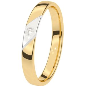 14K bicolor gouden trouwring diamant 3mm Jasmijn