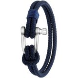 Stalen herenarmband boeisluiting donkerblauw