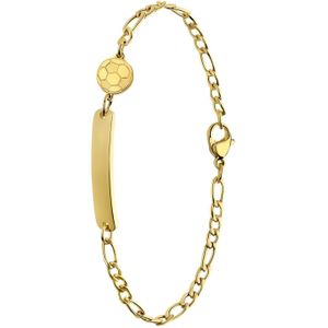 Stalen goldplated plaatarmband met voetbal