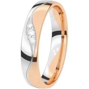 14K rose wit gouden trouwring diamant 4mm Mimosa