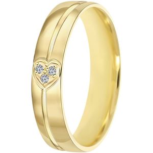 14K geelgouden dames trouwring 4mm Sterre TW 457