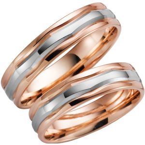 14K bicolour trouwring rose/wit Prunus Heren H45R
