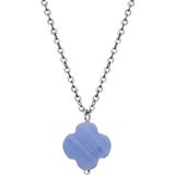 Stalen ketting met blauwe lace agaat