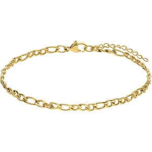 Stalen goldplated armband figaro 4mm