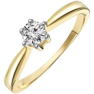 Geelgouden  solitair ring met diamant (0,40ct.)