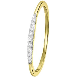 14 Karaat geelgouden ring met 11 diamanten 0,06ct