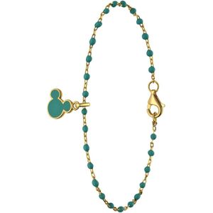 Zilveren goldplated armband Mickey Mouse groen