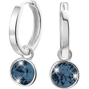 Zilveren oorbellen met blauwe kristal