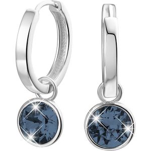 Zilveren oorbellen met blauwe kristal