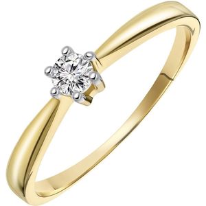 Geelgouden solitair ring met diamant (0,20ct.)