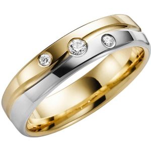 9K trouwring geel/wit met diamant Iris Dames H34