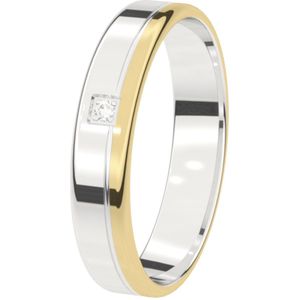 14K bicolor gouden trouwring met diamant Sering