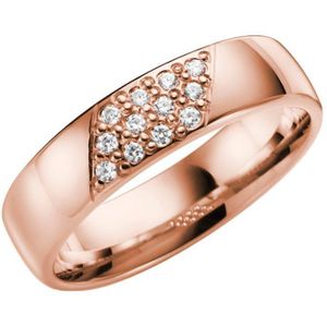 14K rosegouden trouwring diamant Pioenroos H75R