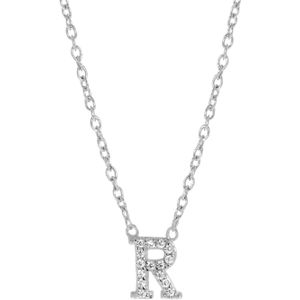 Zilveren ketting&hanger alfabet met zirkonia voor dames