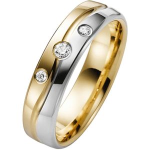 14K trouwring geel/wit met diamant Iris Dames H34