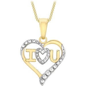 9 karaat bicolor ketting met hanger hart zirkonia voor dames