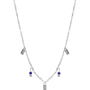 Stalen ketting met lapis lazuli