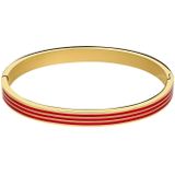 Stalen goldplated bangle met roze emaille
