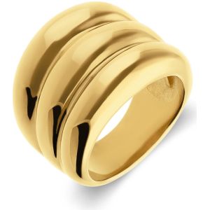 Stalen goldplated ring met ribbels