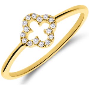 Zilveren goldplated ring klaver zirkonia