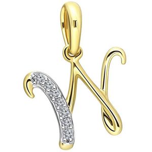 14K geelgouden alfabet hanger met diamant 0,03ct