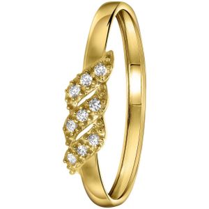 14 karaat geelgouden damesring met zirkonia