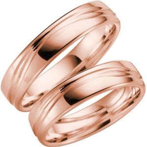 14 Karaat rose gouden trouwring Dahlia Heren H133R