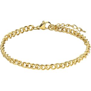 Stalen goldplated armband gourmet 4mm